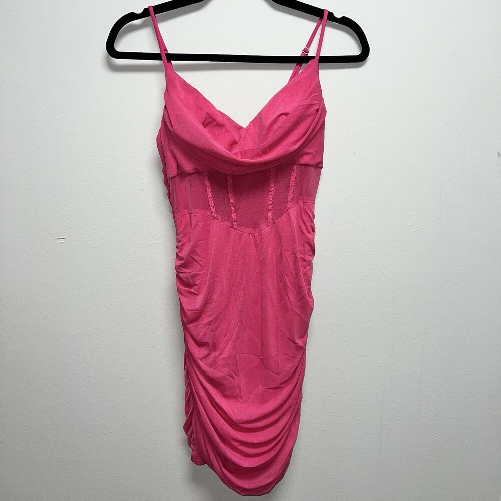Princess Polly calliope hot pink corset mini dress womens size 8 medium mesh
